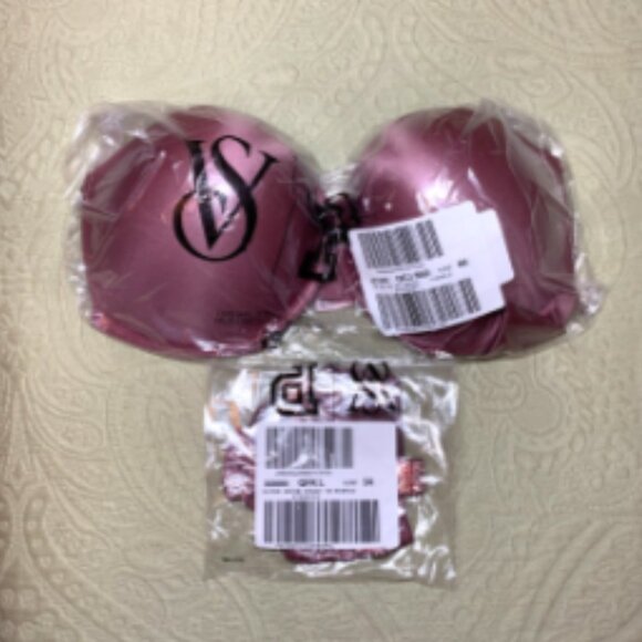 Victorias Secret Very Sexy Shine Strap Purple Vapor Bombshell PushUp Bra 36D Set - Picture 5 of 14